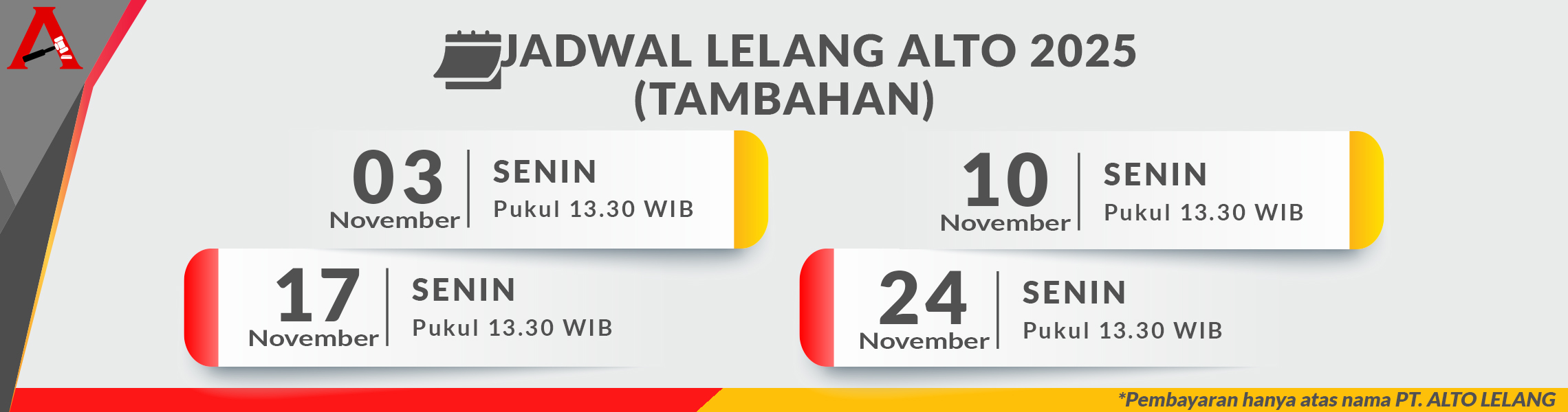 Jadwal Lelang NOVEMBER 2025 (TAMBAHAN)