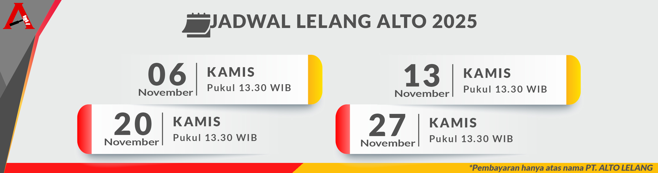 Jadwal Lelang NOVEMBER 2025