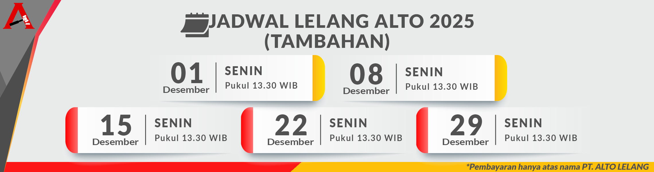 Jadwal Lelang DESEMBER 2025 (TAMBAHAN)