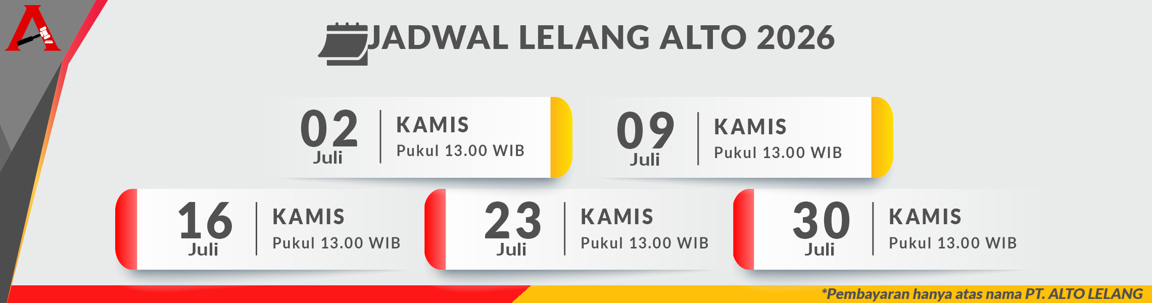 Jadwal Lelang JULI 2026