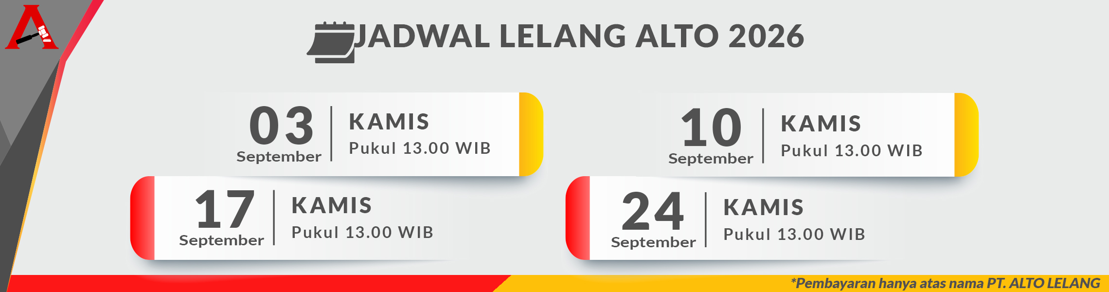 Jadwal Lelang SEPTEMBER 2026