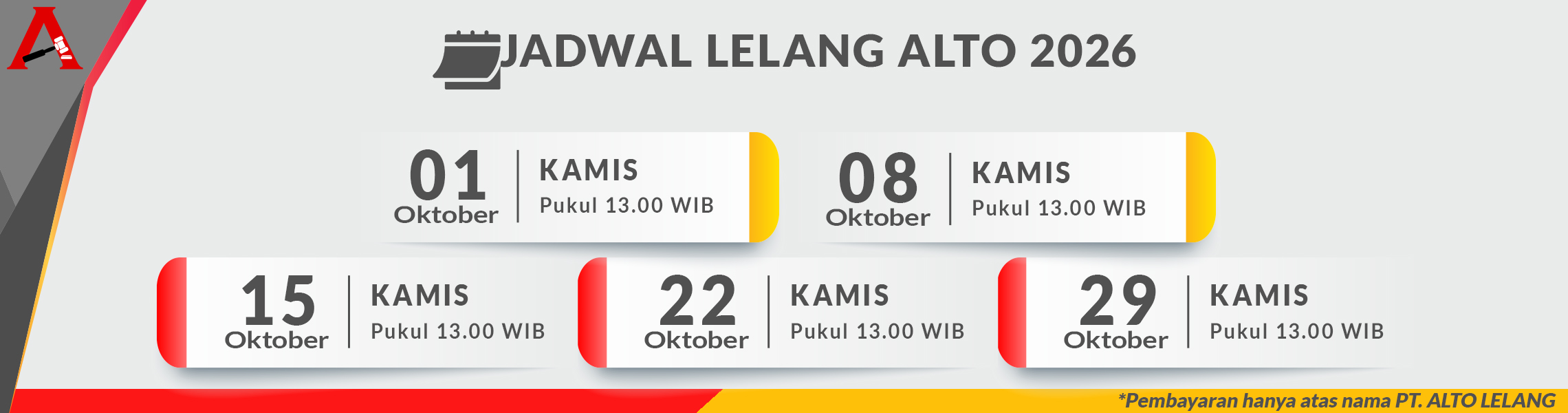 Jadwal Lelang OKTOBER 2026